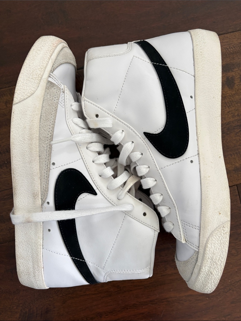 Nike White High-Top Sneakers with Beige and Black Accents